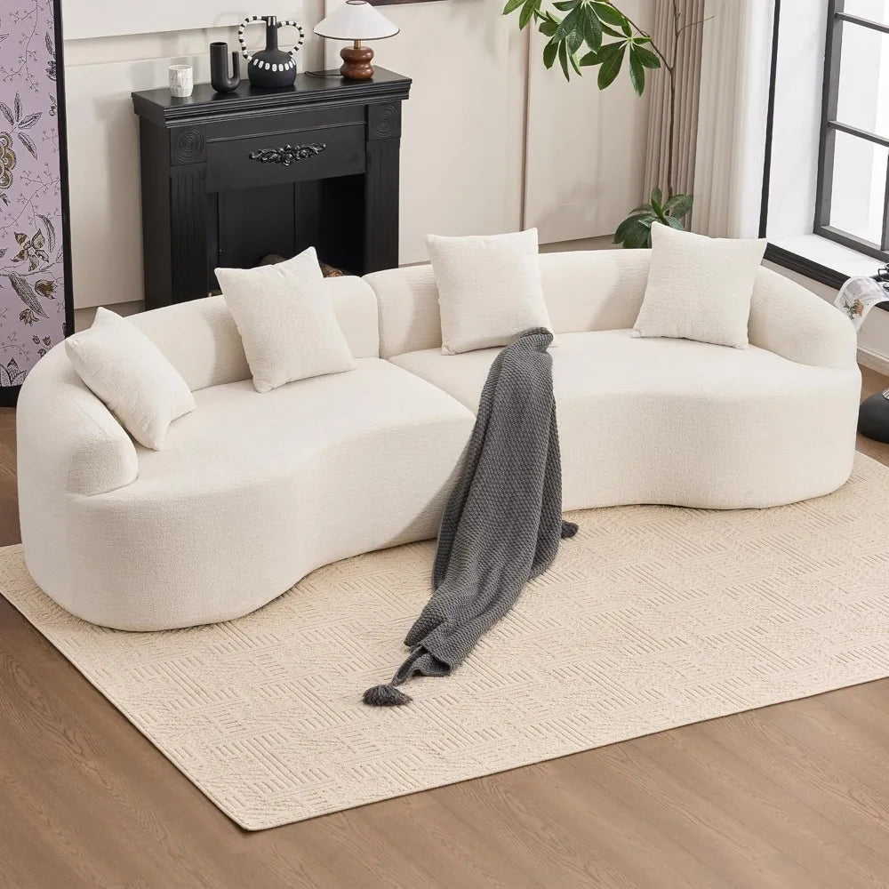 110‘’ Boneless Curved Sofa, Modern Cloud 4-Seater Floor Couch, Minimalist Compression Sofa for Living Room, Customized