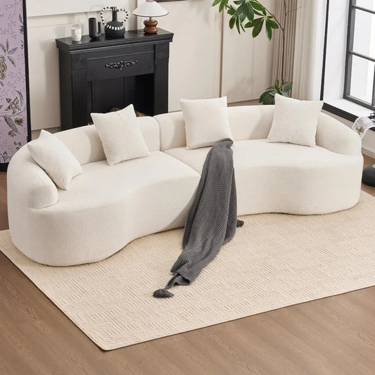 110‘’ Boneless Curved Sofa, Modern Cloud 4-Seater Floor Couch, Minimalist Compression Sofa for Living Room, Customized