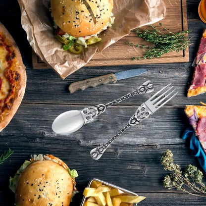 Creative Party Decor Fork and Spoon Set Skull Angel Mermaid Cutlery Stainless Steel Fork Spoon Halloween Party Dinner Cutlery