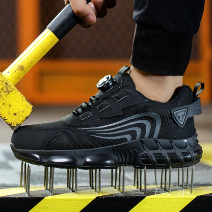 Rotary Button Steel Toe Safety Shoes for Men Anti-impact and Anti-piercing Work Shoes Fashionable Men's Sports Protective Shoes