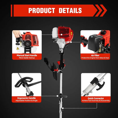 42.7CC Gas Powered Pole Saws 2-Stroke Gas Pole Saws with Single-Cylinder , Pole Chainsaw Suitable for Pruning Branches