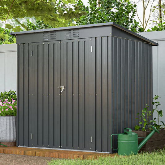 4x6 ft Metal Shed Outdoor Storage Shed,Metal Steel Utility Tool Shed Storage House with Double Lockable Doors and Air Vent for B