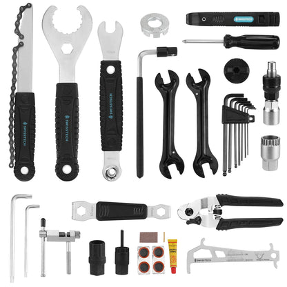 Swiss+Tech 30 Piece Bike Repair Tool Kit, Bicycle Maintenance Tool Set with Storage Case, Bike Accessories for Mountain