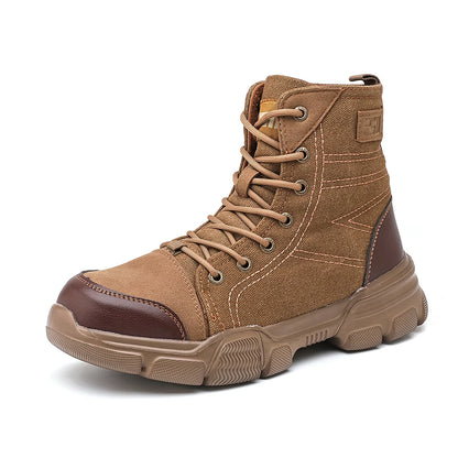 Canvas Light Breathable Work Steel Toe Shoes Men Safety Shoes Puncture-Proof Work Indestructible Footwear Security Boots