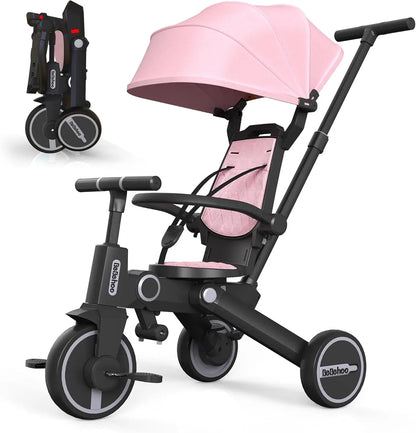 Tricycle Stroller for Toddler,Foldable Baby Tricycle,Kids Balance Bike with Push Handle,Toddlers Stroller Bike with 1 to 5 Years