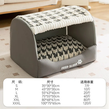 Dog Den Large-sized Dogs' Winter and Autumn Warmth Preservation Quilted Cat Den Drawer House Pet Bed Golden Retriever Washable