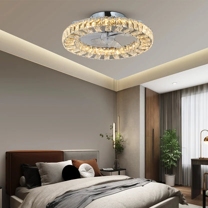 VETRULUS Led Ceiling Fan Lamp With Remote Control Living Room Lighting Crystal Chandeliers Decoration Home Luxury Hanging Light