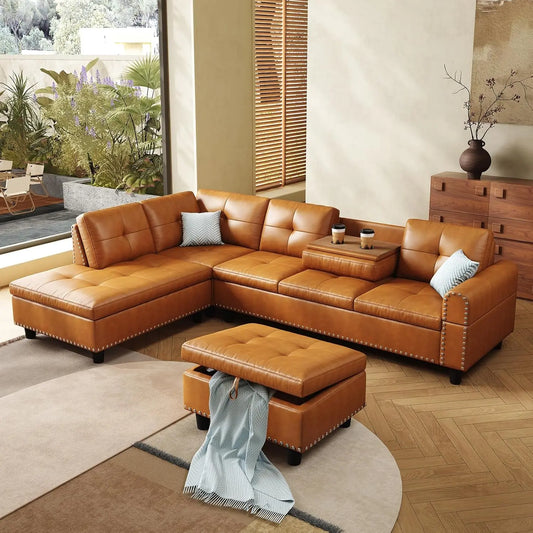 97.5" Oversized Sectional Couch, L Shaped Couchwith Storage Ottoman, Modern Modular Sofa withDeep Seat, Sectional, Customized