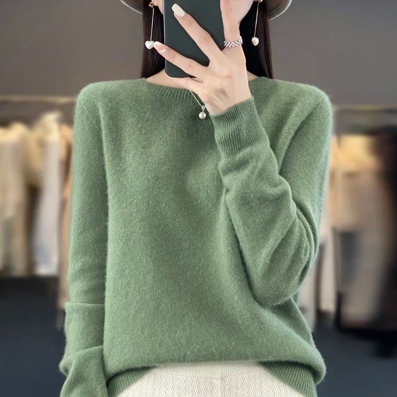 New cashmere sweater women's sweater in autumn and winter 100% merino wool fashion O-neck autumn warm pullover top
