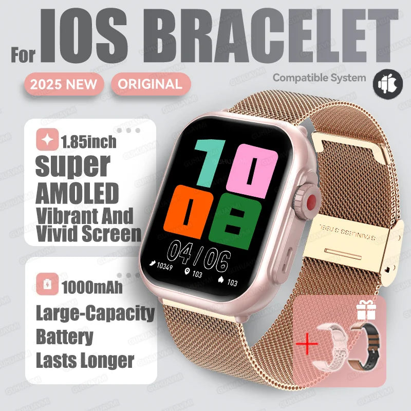2025 Fashion Women Watch Ultra2 SE Smart Watches 1000mAh 1.85"AMOLED Full Touch Screen BT Call Smartwatch For Android IOS Ladies