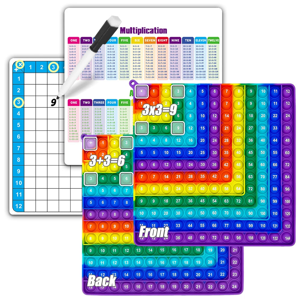 Multiplication Addition Learning Games Writable Board Reusable Practice CardsMath Flashcard Set with Erasable Pen for Kids Age3+