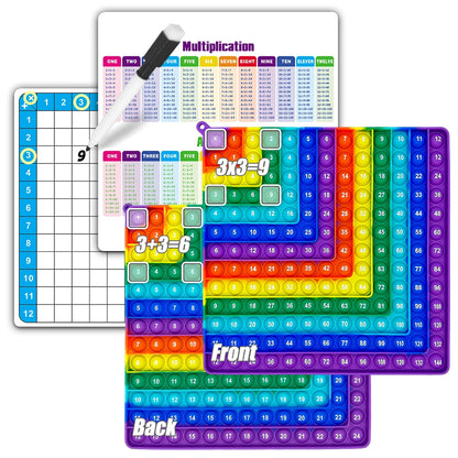 Multiplication Addition Learning Games Writable Board Reusable Practice CardsMath Flashcard Set with Erasable Pen for Kids Age3+