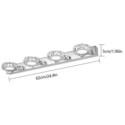 Modern LED Crystal Mirror Light Front Wall Lamp， 6000-6500K Cool White Bathroom Vanity Light Fixture Bathroom/Vanity Wall Sconce