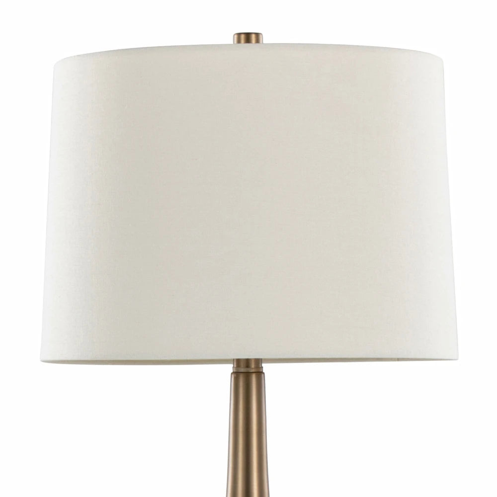 Diana 29" Contemporary Metal Table Lamp in Matte Golden Bronze with White Linen Shade from Grandview Gallery by LumiSource - Set
