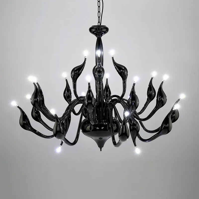G4 LED Swan chandelier Lighting for Bedroom Foyer Chandelier lustre salon Black White Red gold