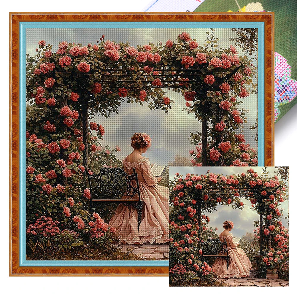 Full Embroidery cotton Thread 11CT Printed Girl Cross Stitch Kit Art 50x50cm