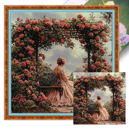 Full Embroidery cotton Thread 11CT Printed Girl Cross Stitch Kit Art 50x50cm