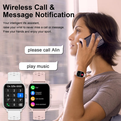 Smart Watch-Call & Message Alerts,1.85"Full Touchscreen Fitness Tracker/Pedeter/100+ Sports Tracker Watch,Gift for Family