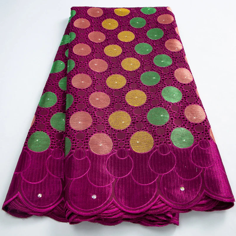 Wholesale Cotton Nigerian Embroidered Dry Lace Fabric 2025 High Quality African Lace Fabric 5 Yards Weeding Dress for Women Sew