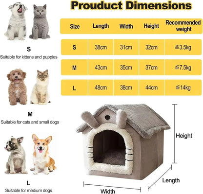 Indoor Warm Dog House Soft Pet Bed Tent House Dog Kennel Cat Bed Removable and Washable Cushion Suitable Four Season Universal