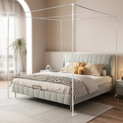 2*2*2 M Canopy Bed Frame, Stainless Steel Canopy Bed Mosquito Net Frame Bracket Fit for Queen Size Four-Corner Bedroom