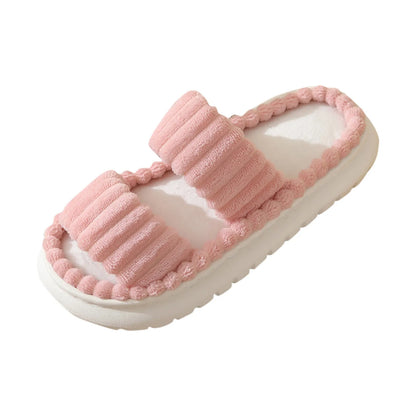 Autumn Winter New Women Home Slippers Open-Toe Cross Band Linen Soled Indoor Slides Linen Soled Non-Slip Bathroom Slippers