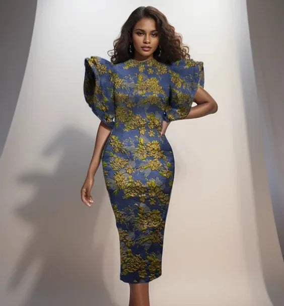 Kalume 2025 African Gilding Jacquard Fabric High Quality Brocade Lace Fabric Ship From U.S. for Sewing Party Women Dress F4406