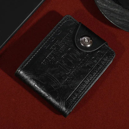 New men's fashionable leather wallet with USD pattern, multiple card slots, and large capacity wallet