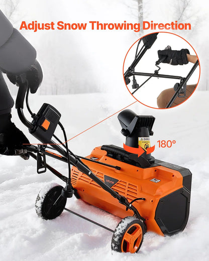 Electric Snow Shovel 15A 23" Wide Corded Snowthrower w/180° Chute & Dual LED Lights 25' Throwing Distance Walk-Behind Snowblower