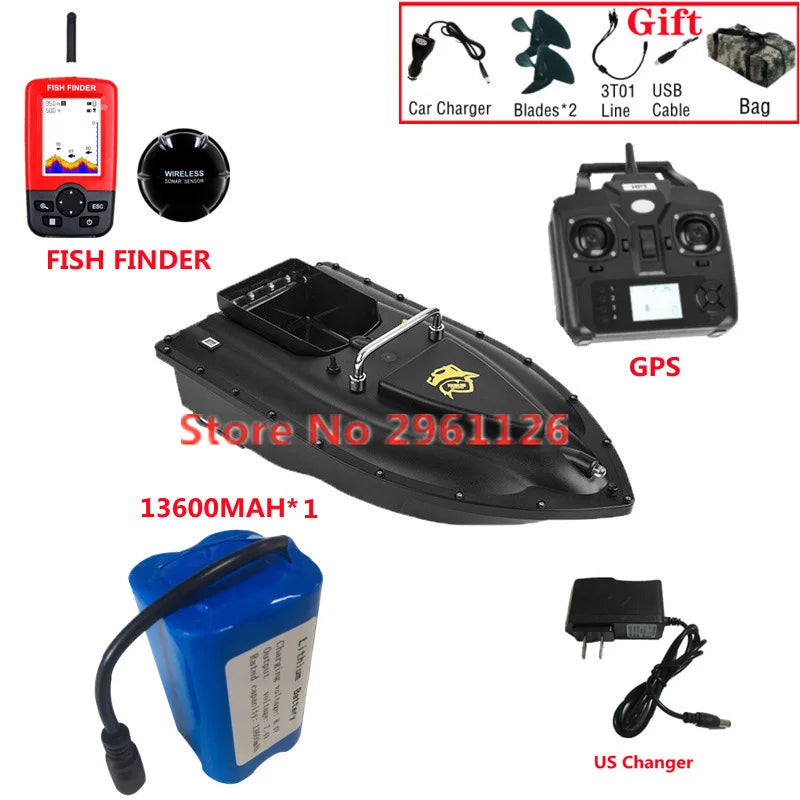 600M GPS Sonar Fish Exploration High Speed Remote Control Bait Boat Model 1.5KG 16GPS Constant Speed Cruise RC Bait Boat Model