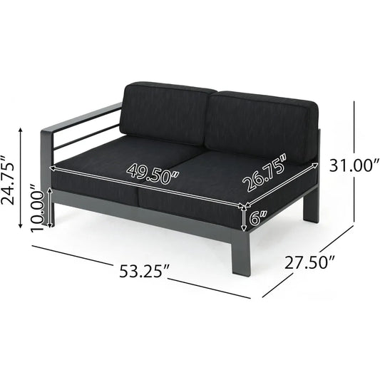 Aluminum 4-Person Outdoor Sectional Sofa Set with Cushions for Patio Conversations