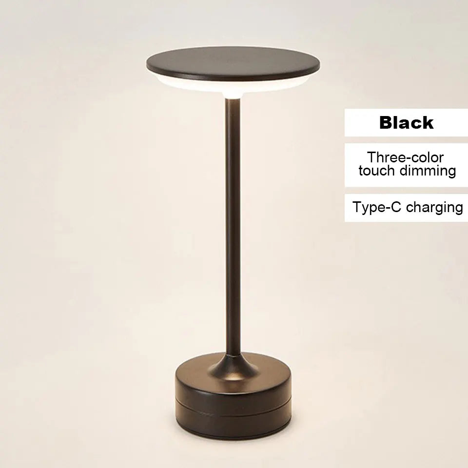 Vintage Metal LED Desk Lamp Touch Control Adjustable Brightness Rechargeable Portable Office Bedroom Living Room Bar Ambient