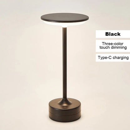 Vintage Metal LED Desk Lamp Touch Control Adjustable Brightness Rechargeable Portable Office Bedroom Living Room Bar Ambient