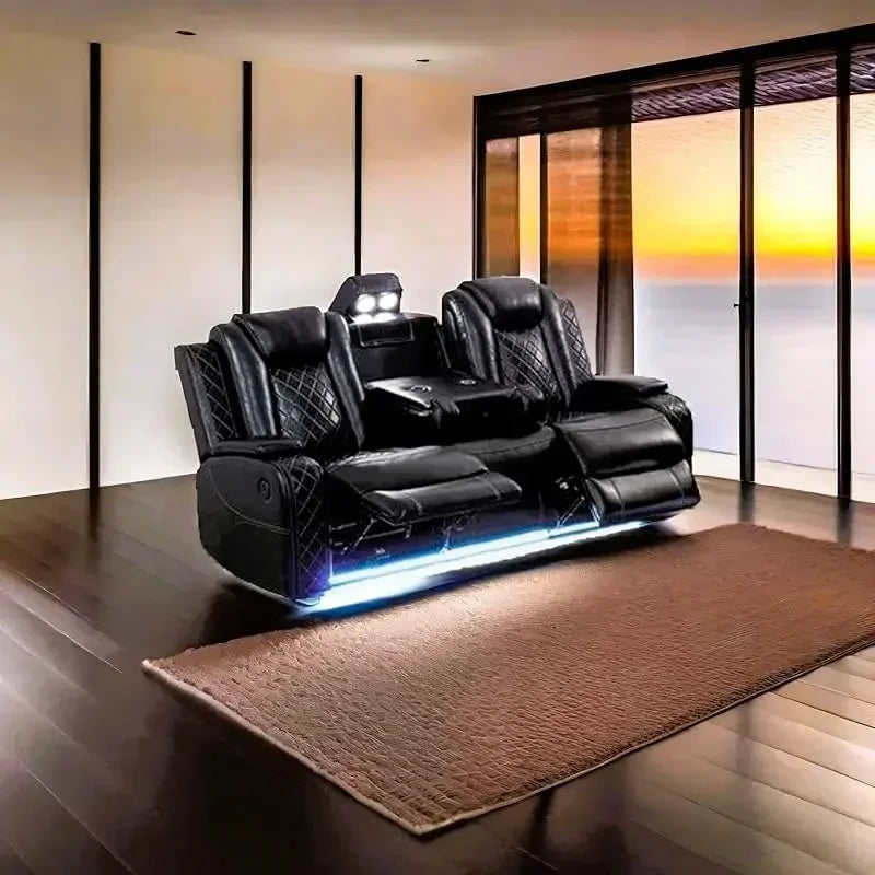 RPD4-Recliner sofa.Black Power Recliner Sofa Set for Living Room