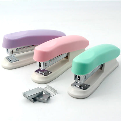 Macaron-colored desktop stapler, stylish, cute, easy to use, and durable, suitable for 24mm/26mm staples, perfect for school