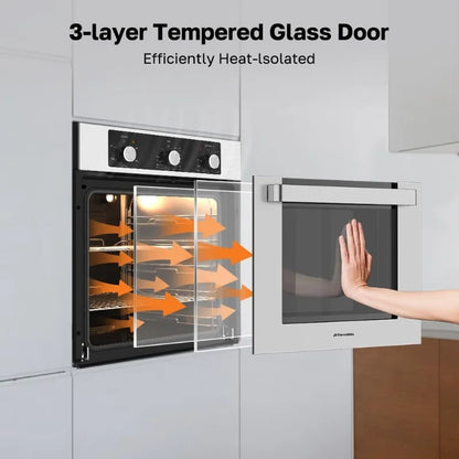 24" Single Wall Oven,  ThermoMate 2.79 Cu. Ft. Built-in Electric Oven with 5 Cooking Functions,Electric Wall Ovens