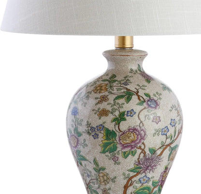 Grace 24" Floral LED Table Lamp for Bedroom, Living Room, Office - Classic Cottage Style with Included Bulb