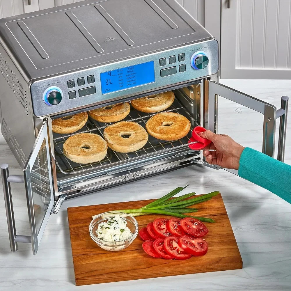 360 Air Fryer Oven Combo with French Door, 25 QT Extra Large Family Size Meals to Cook Two Foods
