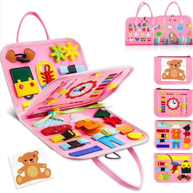 Toddler Busy Board for Montessori Sensory Toys Early Education Learning Fine Motor Skills Preshool Toddler Busy Book for Kids