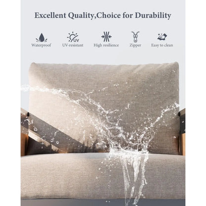 Aluminum Outdoor Patio Furniture - 2 Pcs Armchair, All-Weather Metal Modern Outside Furniture with Washable Thick Cushion