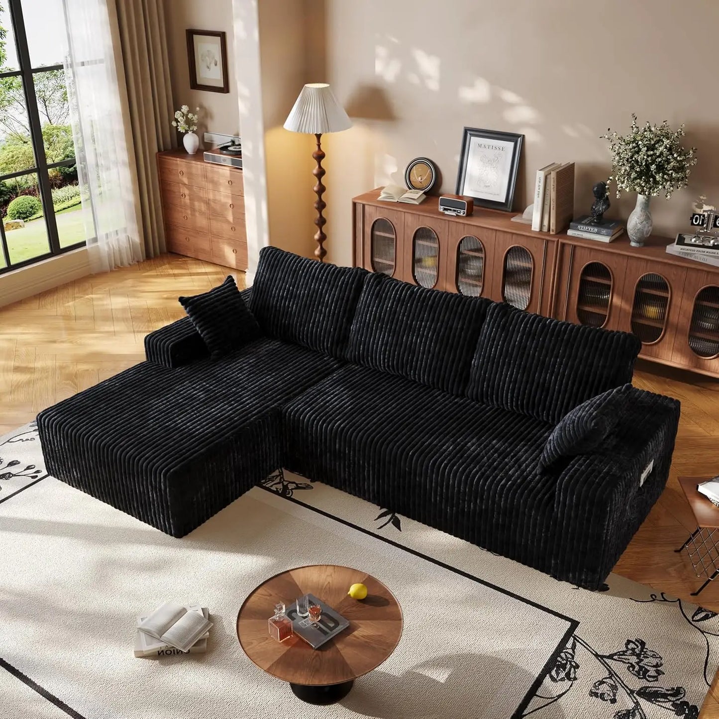 108" Cloud Sectional Couch with L-Shape Chaise,4 Seat Modern Modular Sofa with Deep Seat,Upholstered Couches for, Customized