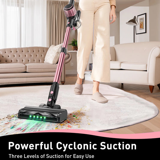 Cordless Vacuum Cleaner, 8 in 1 40Kpa Powerful Suction, LED Display, 3 Suction Modes, 45Mins Lightweight Vacuum Cleaner for Home