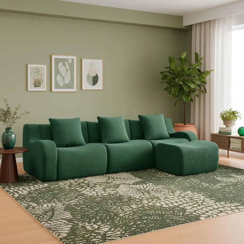 115" Modular Boneless Sectional Sofa, L-Shape Boneless Couch for Living Room and Apartments, 32D High Density, Customized