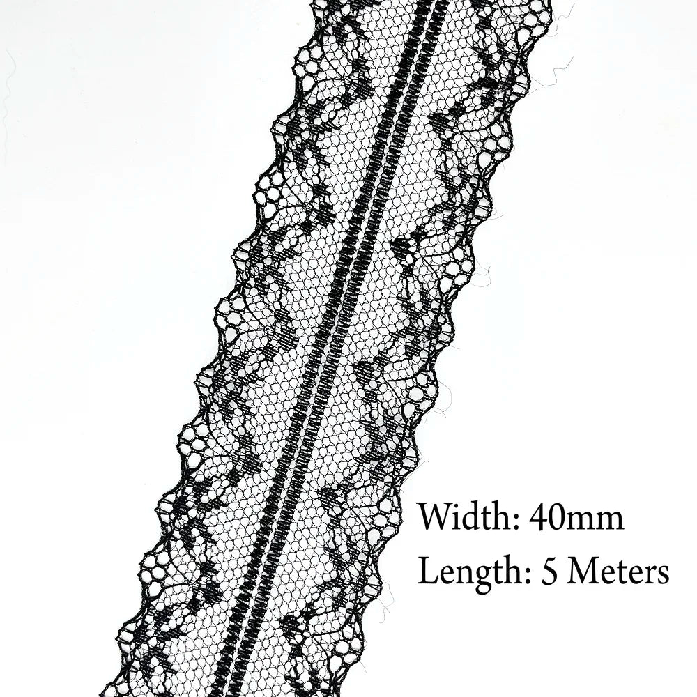 5 Meters White Black Lace Ribbon Assorted Pattern Trims for Gift Wrapping Christmas Wedding Decorations DIY Crafts Sewing Supply