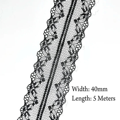 5 Meters White Black Lace Ribbon Assorted Pattern Trims for Gift Wrapping Christmas Wedding Decorations DIY Crafts Sewing Supply