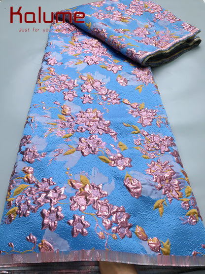 Kalume 2025 African Gilding Jacquard Fabric High Quality Brocade Lace Fabric Ship From U.S. for Sewing Party Women Dress F4406