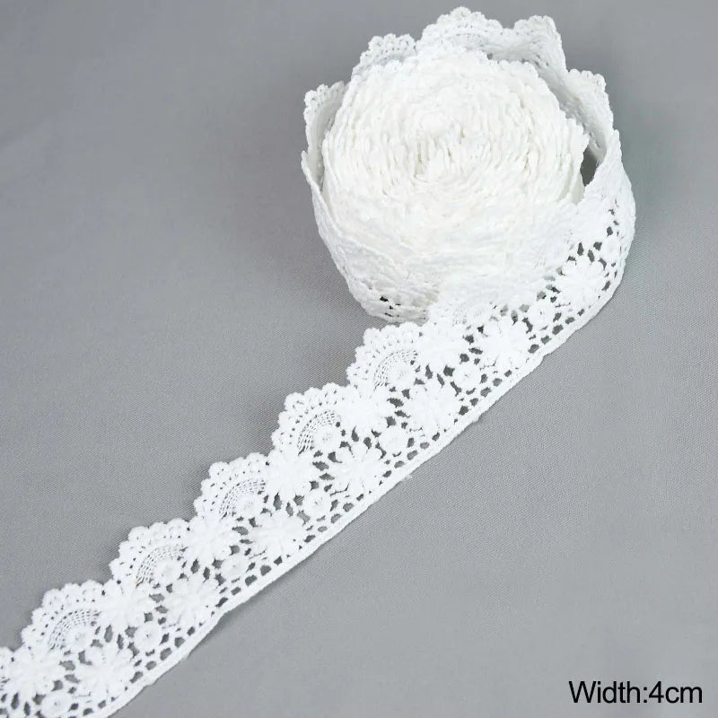5Yard/rol White Lace Ribbon Tape Fabric Wedding Decoration Gift Wrapping Embroidered Lace Trim DIY Clothes Sewing Craft Supplies