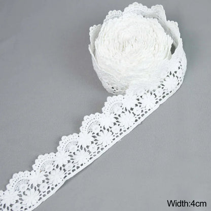 5Yard/rol White Lace Ribbon Tape Fabric Wedding Decoration Gift Wrapping Embroidered Lace Trim DIY Clothes Sewing Craft Supplies