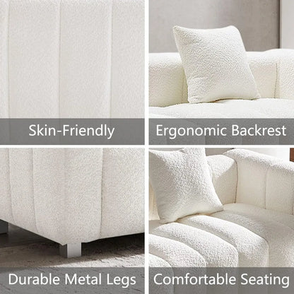 87.4'' Modern 3-Seater Sofa Bubble Couch | Premium Teddy Velvet Deep Seat Sofa | Fluffy Loveseat Sofa for Cozy,Customized