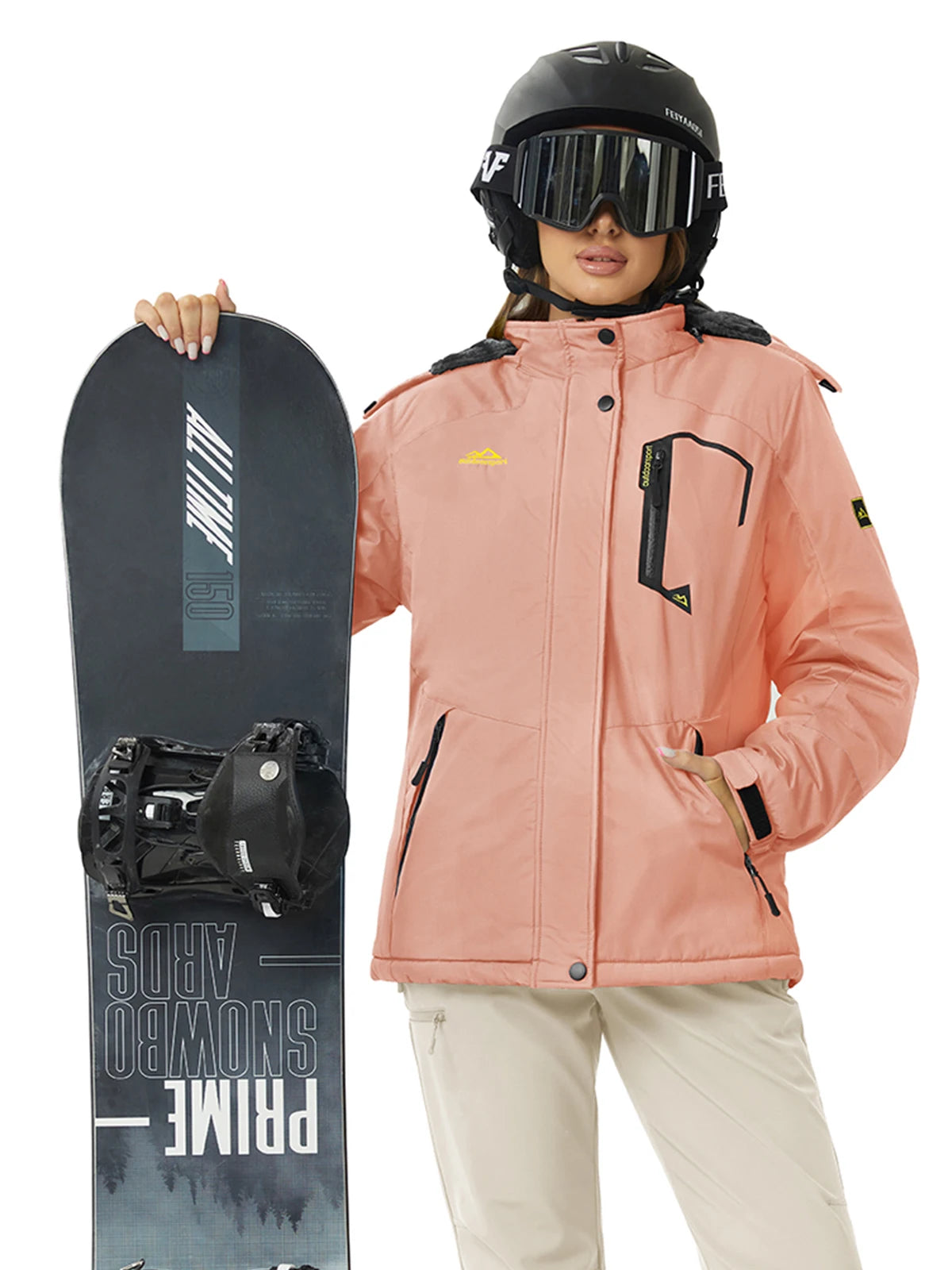 Womens Ski Jacket Waterproof Insulated Snow Jacket Warm Windproof Winter Coats with Hood Fleece Lined Jacket